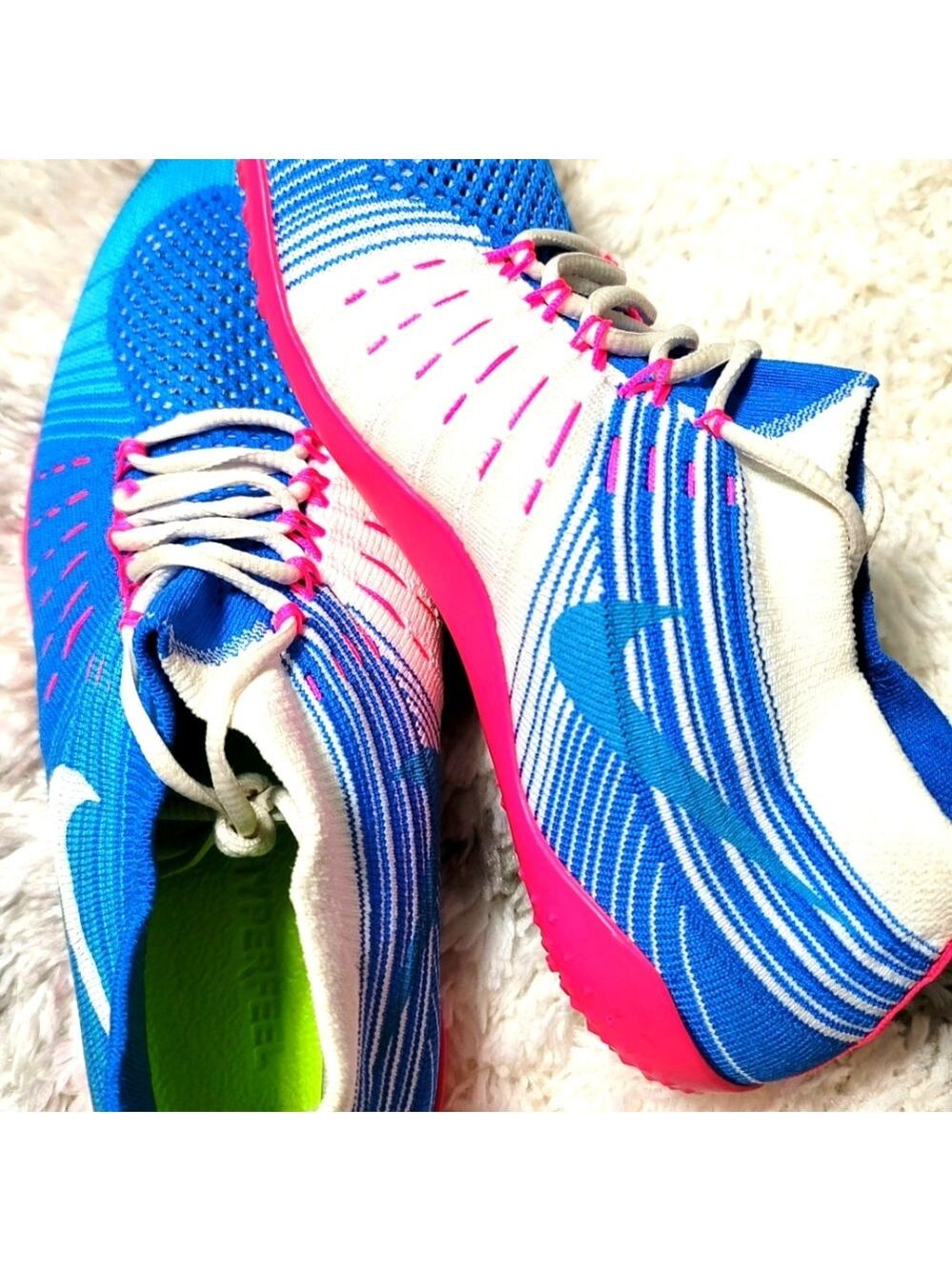 NIKE Free Hyperfeel Cross Elite Blue Flyknit Running Training Shoes Size 8